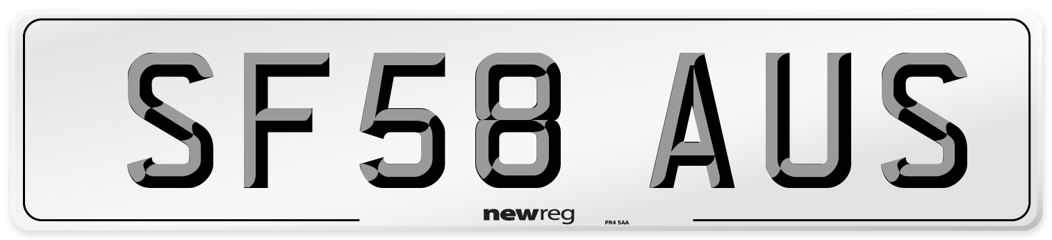 SF58 AUS Number Plate from New Reg